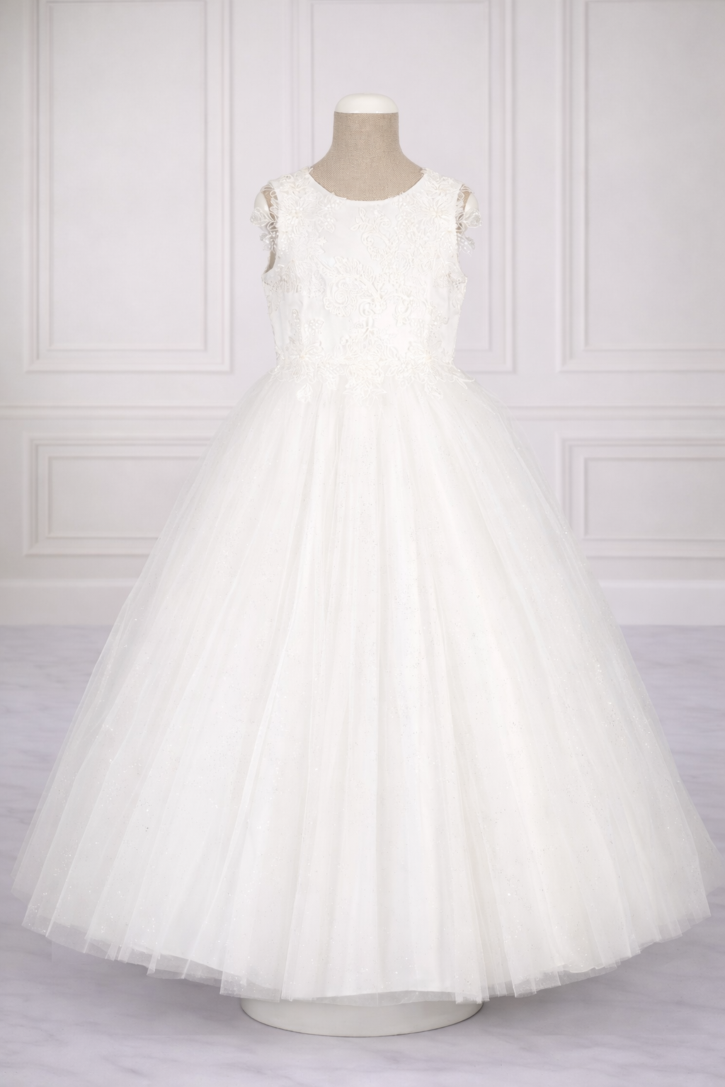 Bajabella – Engroshandel Kjole - Børn – Blomstertøjs kjole til pige med broderet blonder, babykjole1