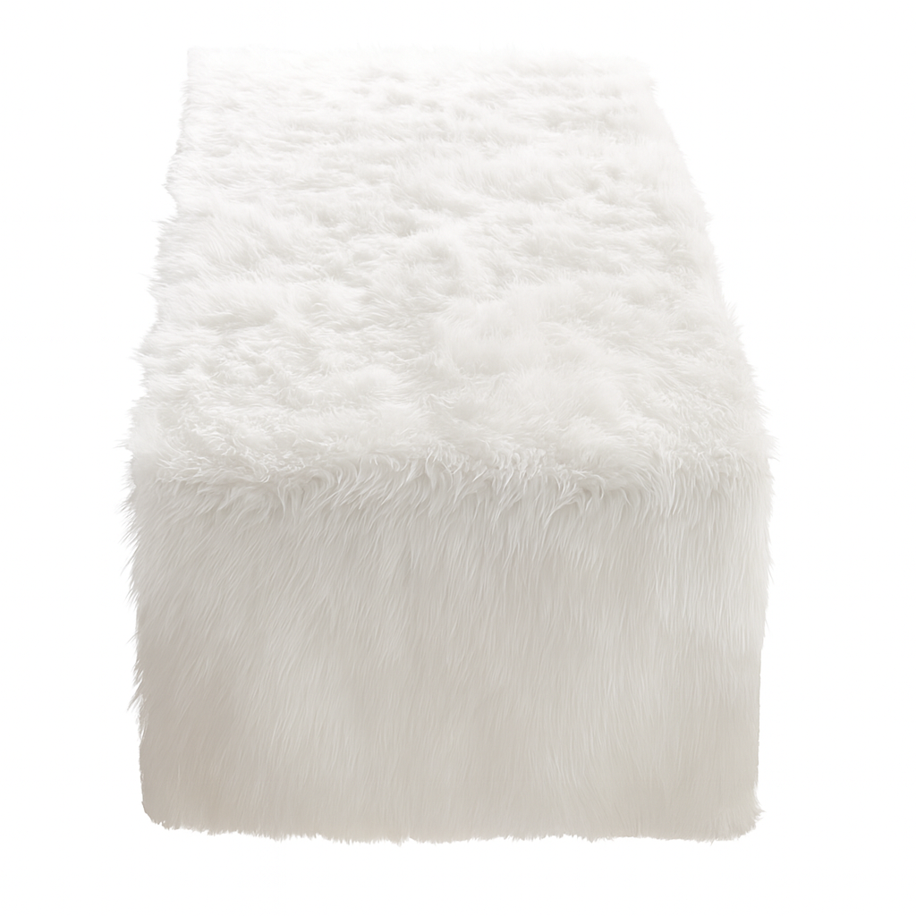 Fennco Styles - Wholesale Table Runner - White Elegant Faux Fur Table Runner2
