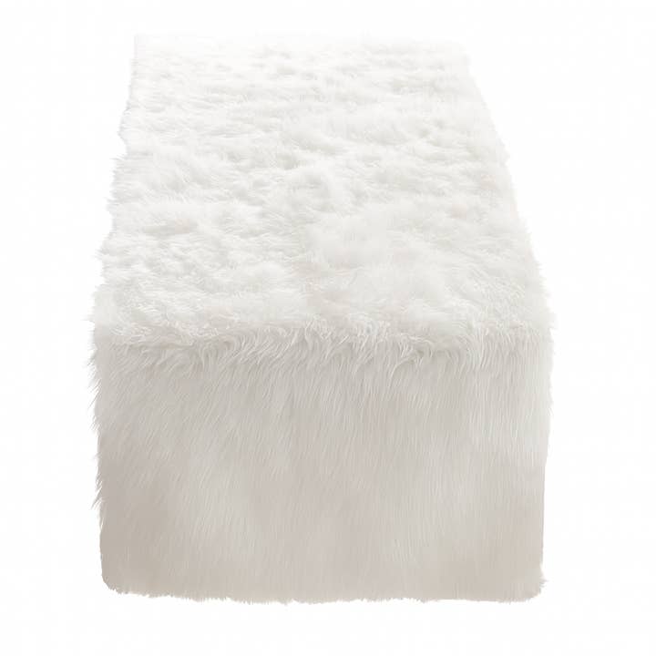 Fennco Styles - Wholesale Table Runner - White Elegant Faux Fur Table Runner2
