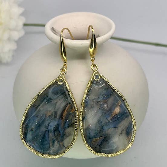 Blue marble large teardrops for wholesale by WEARABLES BY B LLC