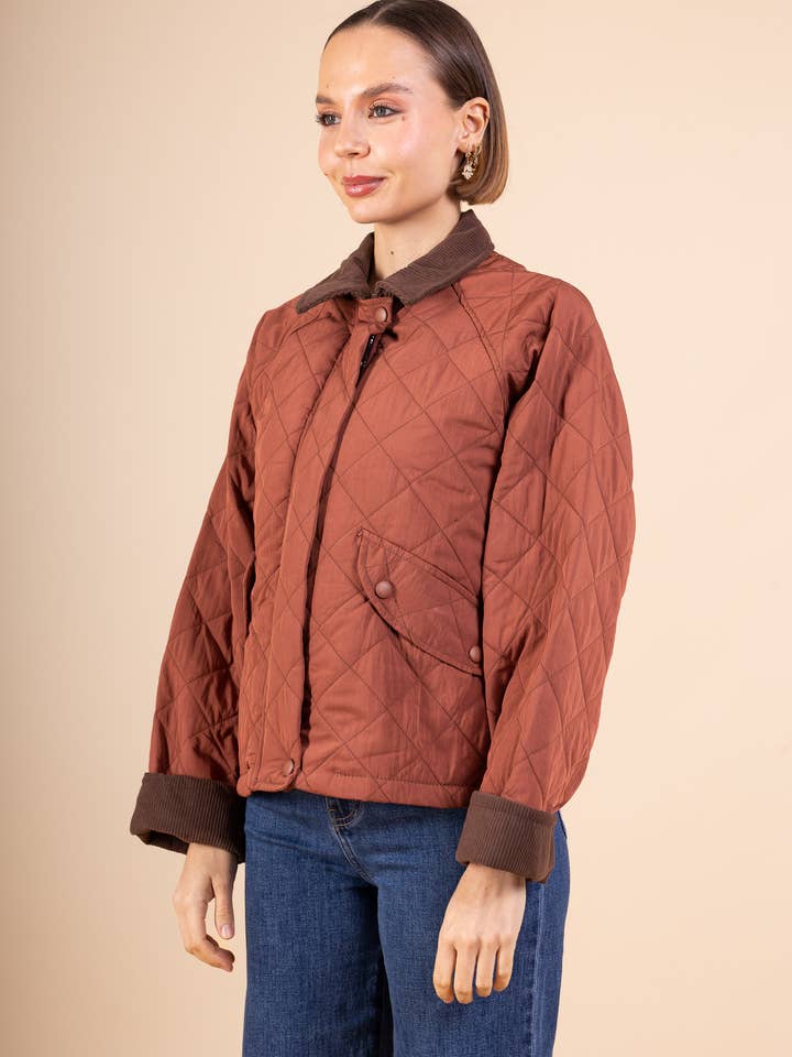 Pépouz' Paris – wholesale Jacket – Women's – Quilted jacket with corduroy collar PV257910