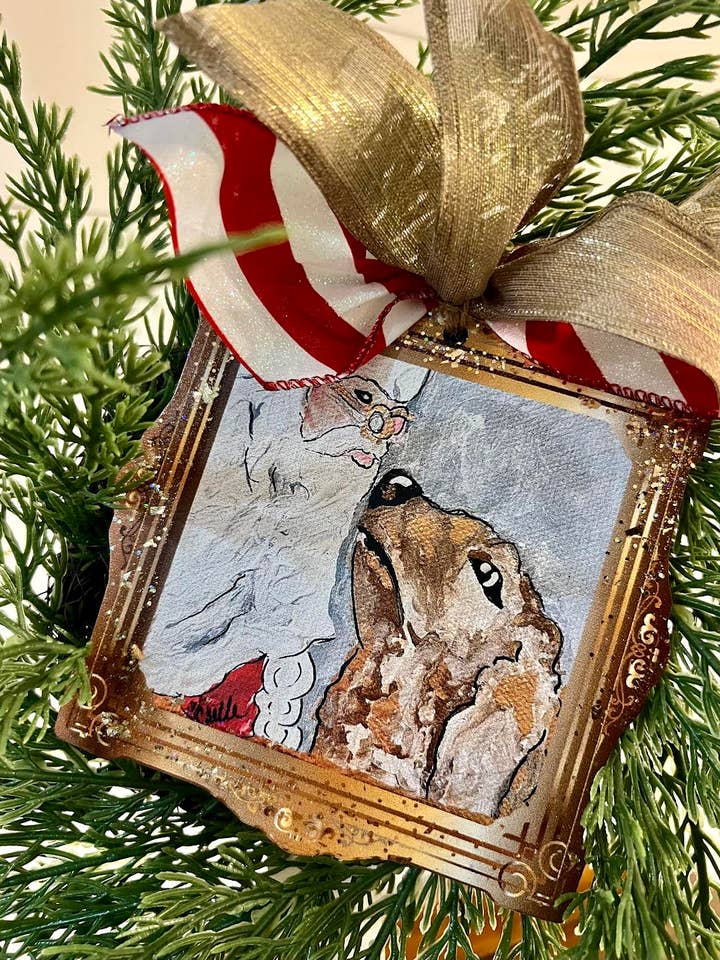 Wreath Attachments: Custom Santa & Dog Attachment for wholesale by The Happy Butterfly