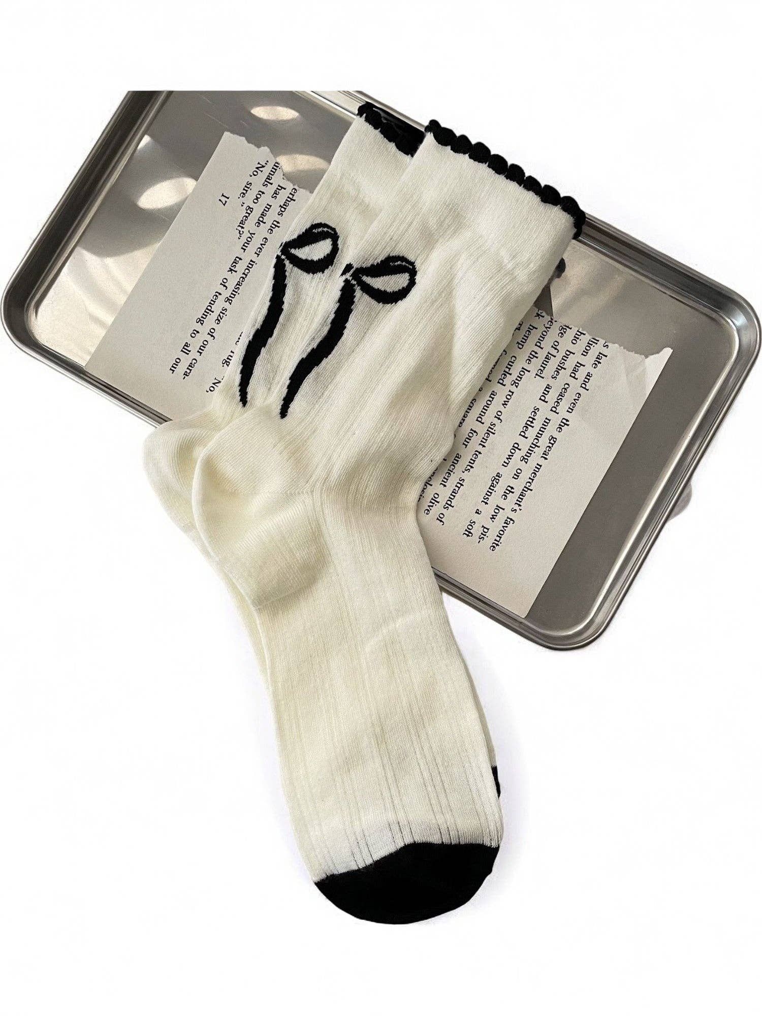 AK Brand - Vendita all'ingrosso Calzini - Donna - Calzini da donna alla caviglia con fiocco a nastro e bordo arricciato7