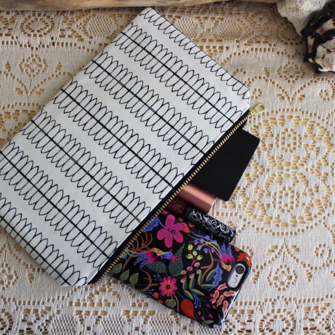 Sketch Zipper Pouch for wholesale by Two Bridges Handmade