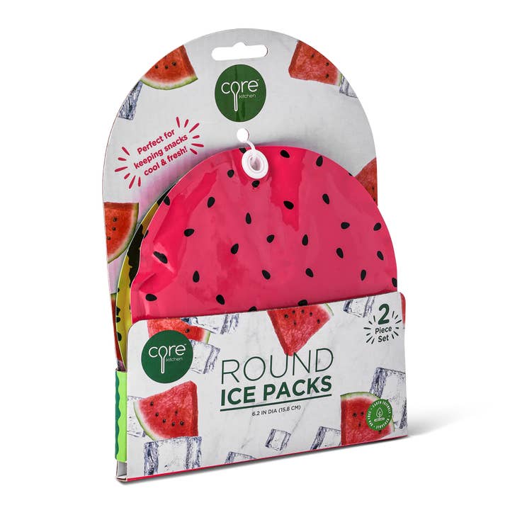 2pc Round Ice Pack - Watermelon for wholesale by Core Home