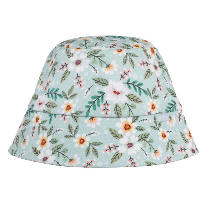 Bucket Hat "Albina" - green flowers cotton with label for wholesale on Faire