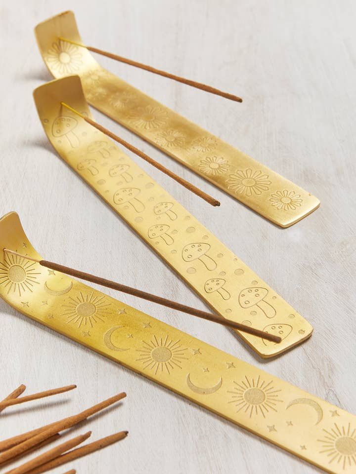 Gold Incense Holder, Aluminium for wholesale by Namaste