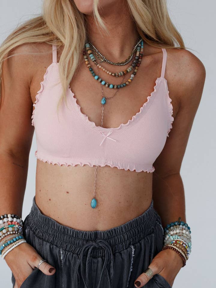 Three Bird Nest - Wholesale Bralette - Women's - Alix Bow Bralette - Pink0