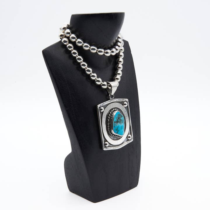 Sterling Silver Cuff with Sleek Frame and 3 Sleeping Beauty Turquoise Stones for wholesale by Renata Rubio 92.5