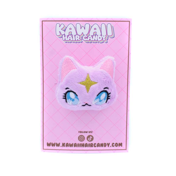 Kawaii Hair Candy - Venta al por mayor Horquilla para el pelo - Mujer - Clip para el cabello de gato celestial kawaii estilo anime de felpa lavanda1