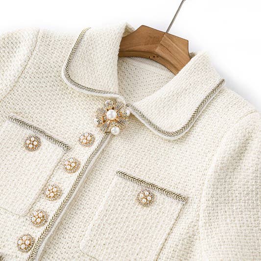 Productseeker - Wholesale Dress - Women's - DR370 Polo Collar Flower Button Pleated Hem Knitted Dress3