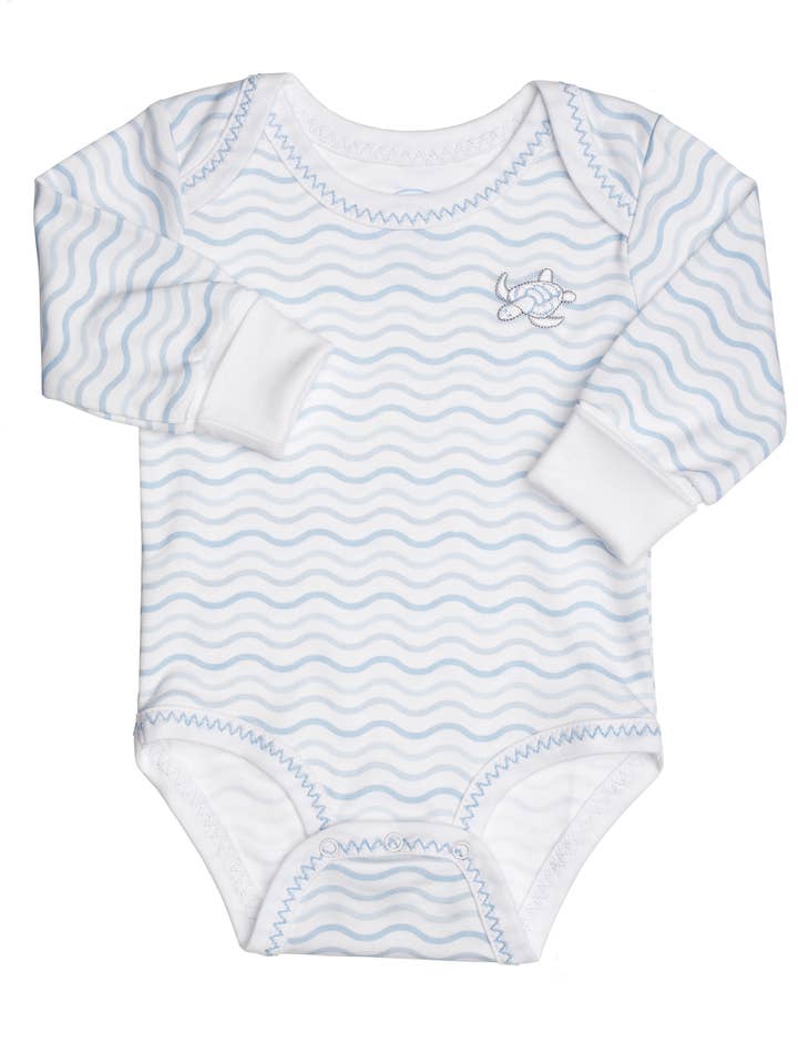 Long Sleeve Bodysuit, Wave Print for wholesale by Keba + Kate