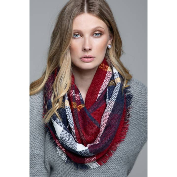 Urbanista Outlet - Wholesale Scarf - Women's - Basic Everyday Plaid Infinity Scarf