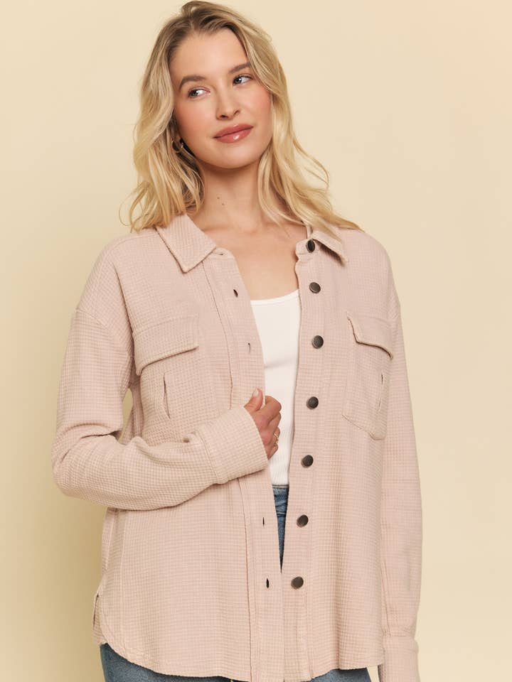 55984 Washed Thermal Shacket for wholesale by Mystree