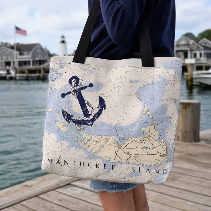Tote de Carte Nautique de Nantucket – Sac Carte Ancre pour la vente par Not for Navigation
