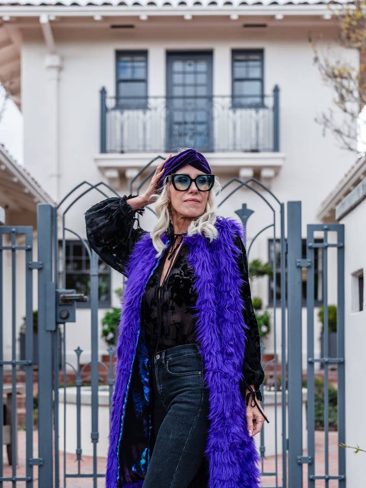 Genghis Aubergine Faux Fur Vest for wholesale by Jennafer Grace