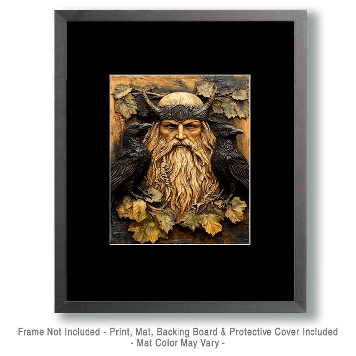 Mowbi - Wholesale Art Print - Carving of Odin - Odin the Norse God Wall Art Prints – 8″x10″ Artwork for 11″x14″ Frame1