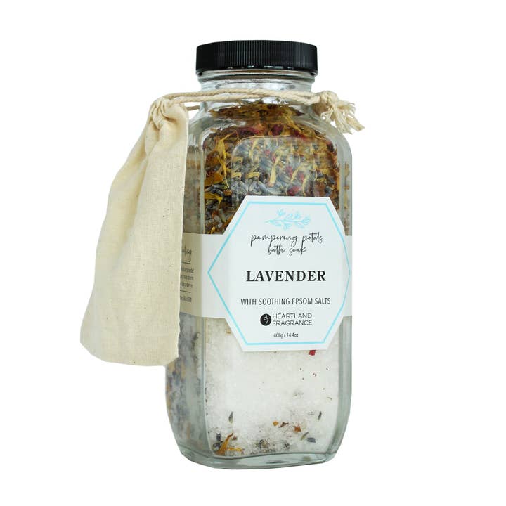 Pampering Petals Lavender Soaking Salts for wholesale by Heartland Fragrance