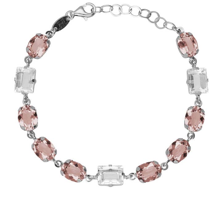 Oval Ombra bracelet with crystal in Rhodium-plated Silver for wholesale by Victoria Cruz