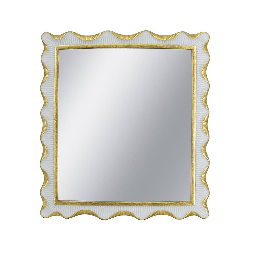 A&B Home Group Inc. - Wholesale Picture Frame - 14.5x16" White and Gold Scalloped Wall Mirror0