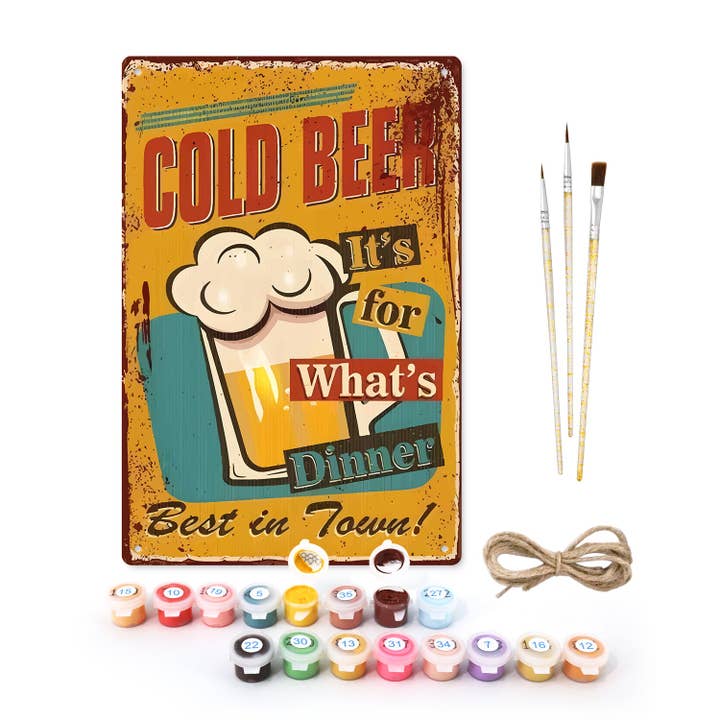 Cold Beer for Dinner – Vintage Paint by Numbers for wholesale by Paint Your Numbers