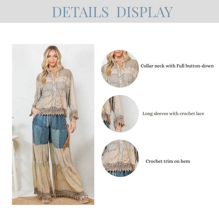 Latte Chaqueta de encaje chic con botones de concha blanca de venta al por mayor en Faire6