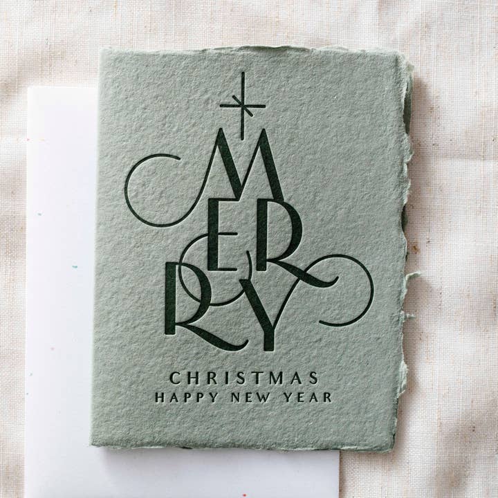 Merry Christmas Happy New Year | Tree Greeting Card for wholesale by Paper Baristas