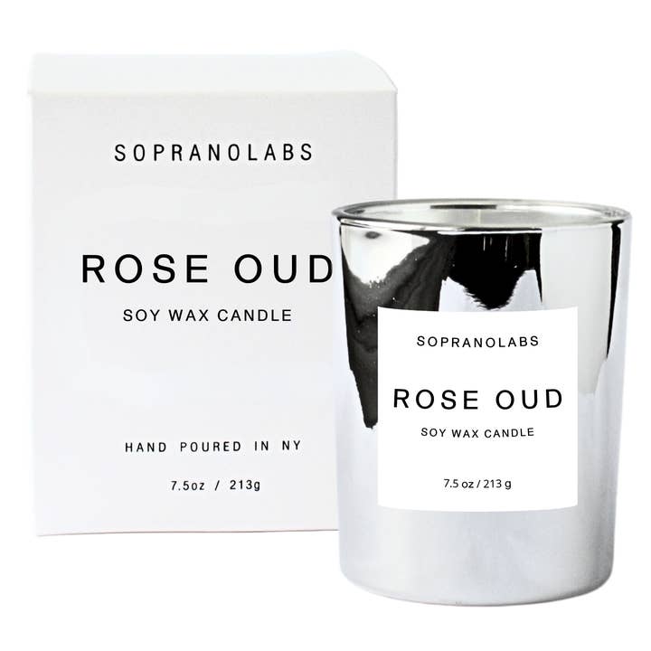 SopranoLabs - Wholesale Jar/Filled Candle - ROSE OUD Soy Wax Candle. Clean Vegan Hand-poured in NY. Gift1
