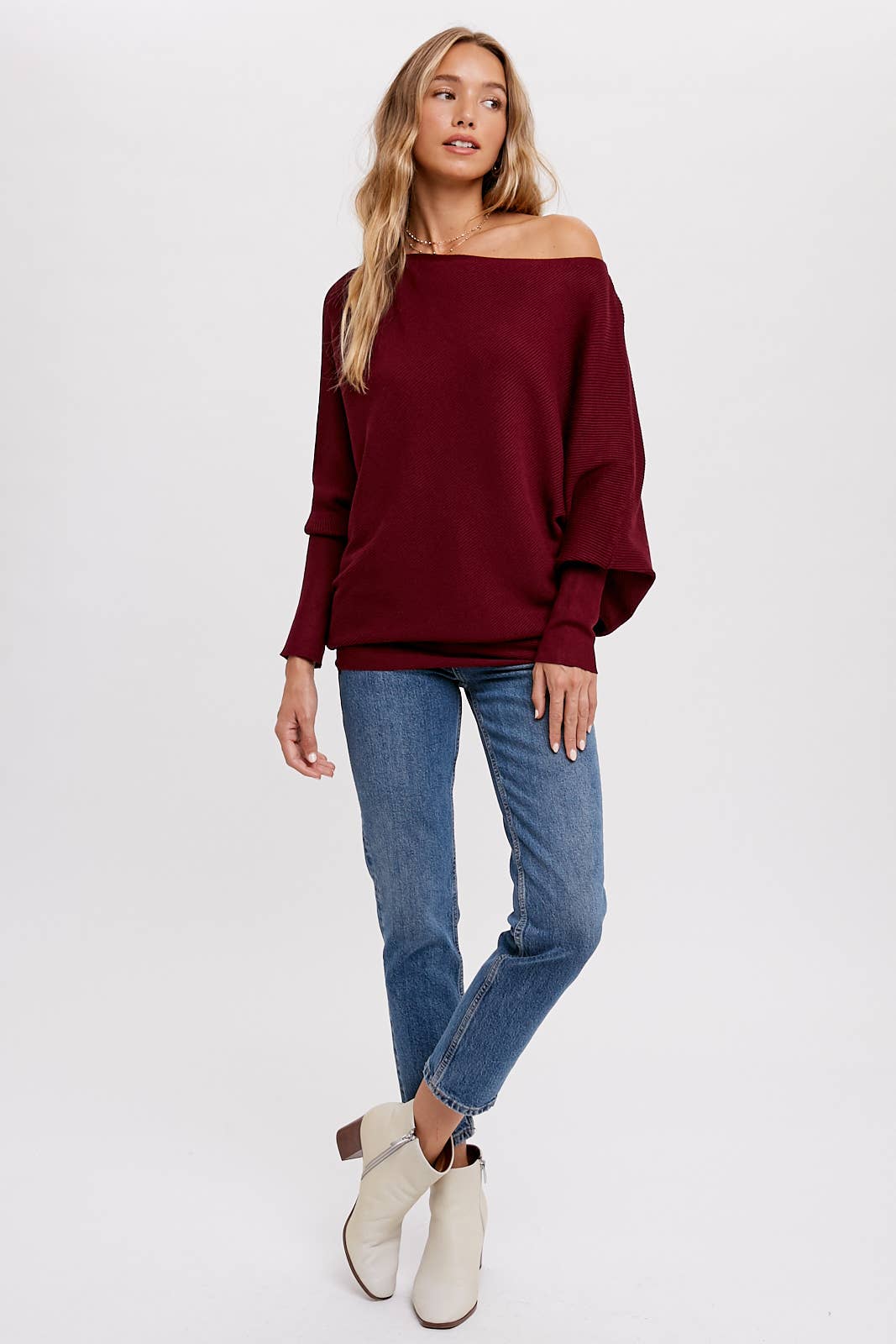 Bluivy - Wholesale Knit Sweater - Women's - ASYMMETRICAL OPEN SHOULDER DOLMAN PULLOVER31