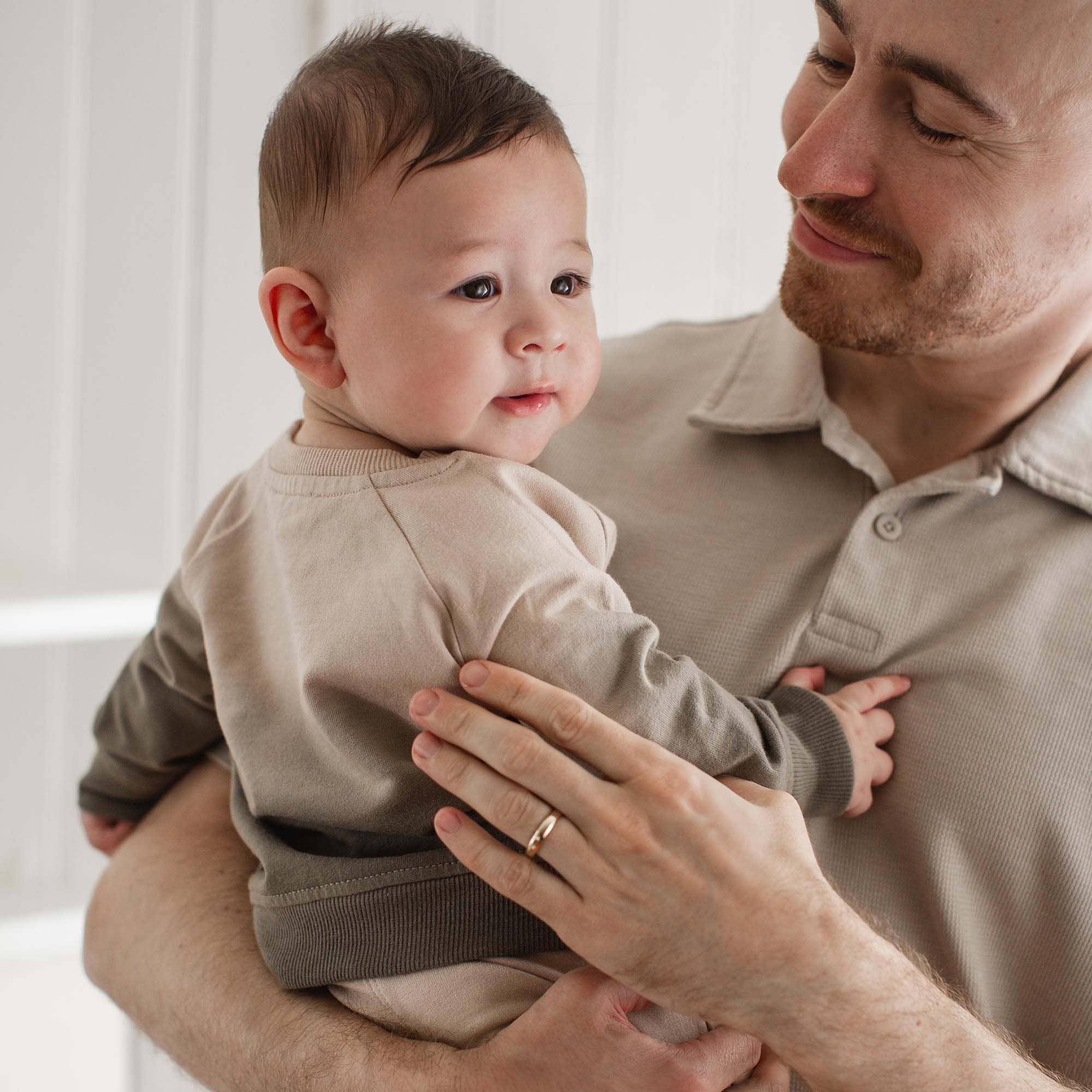 Soft Mocha Dip Dye Infant Sweatshirt Set for wholesale on Faire1