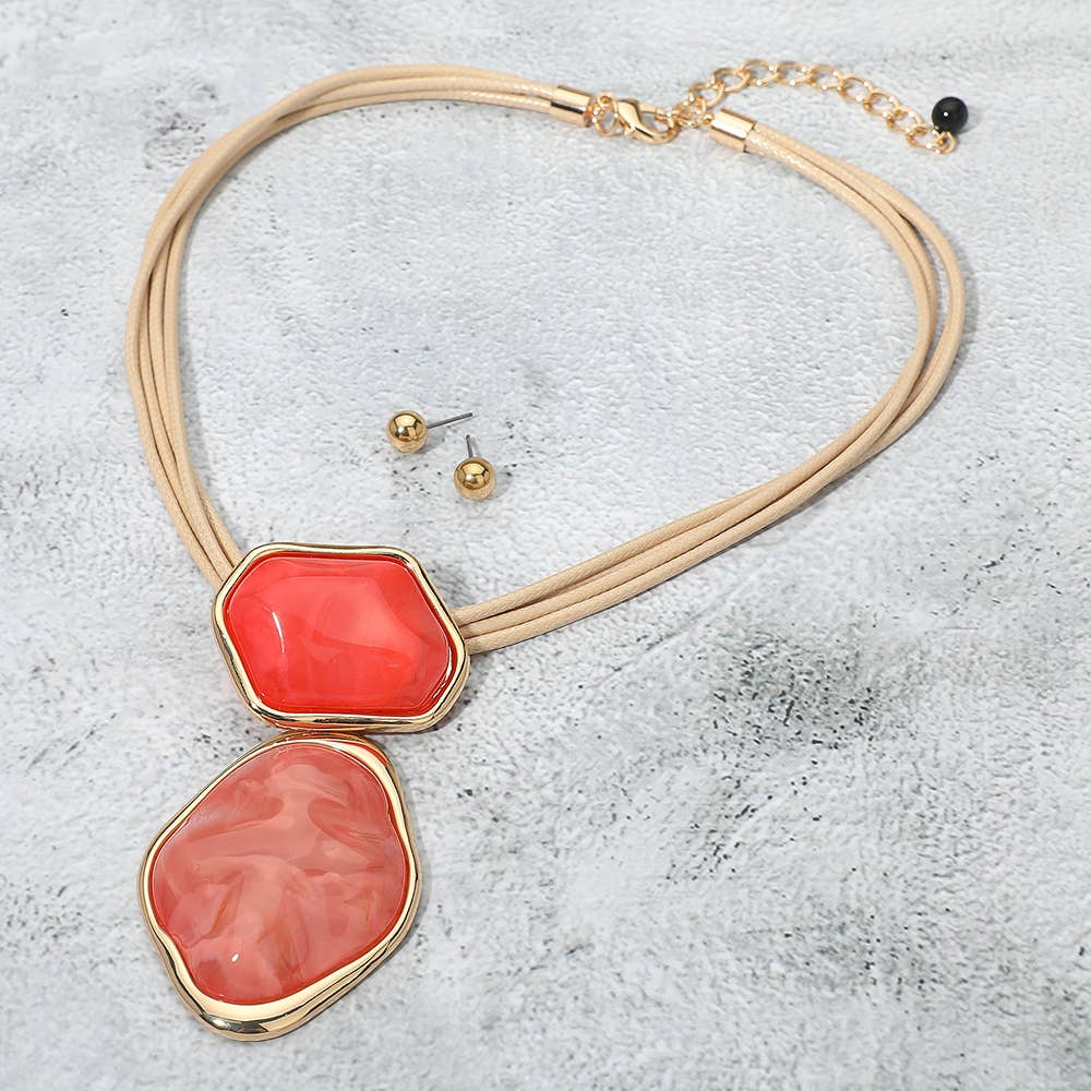 Sensibling Corp. – Engroshandel Halskæde med vedhæng – Fed abstrakt dobbelt harpiksled vedhæng statement halskæde7