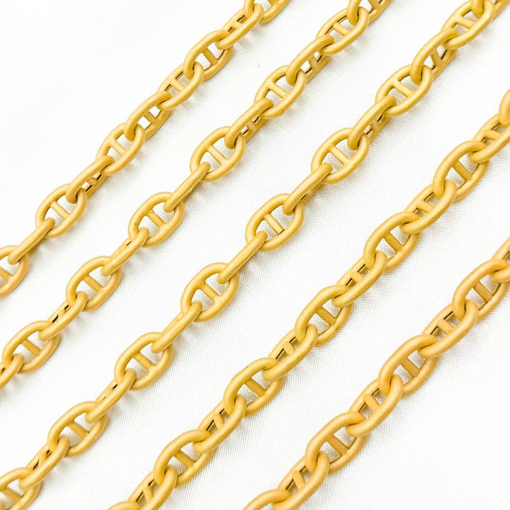 Tresor Jewelry Inc. - Wholesale Link & Chain Necklace - V81GPM. Gold Plated Matt 925 Sterling Silver Gold Plated Marina Chain1