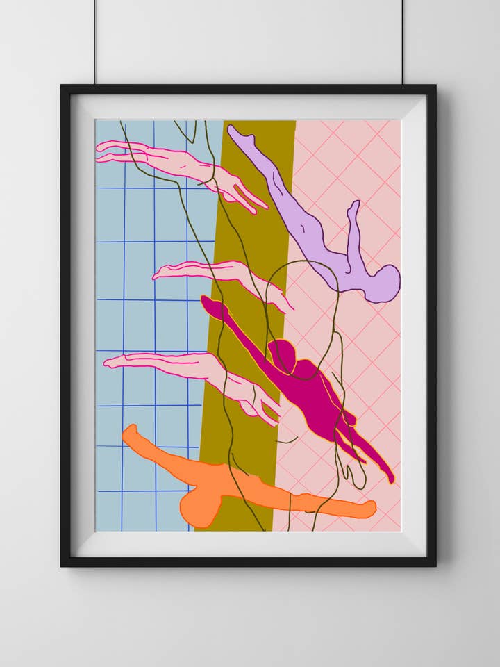 Swimmers Print for wholesale by Hannah Via Art