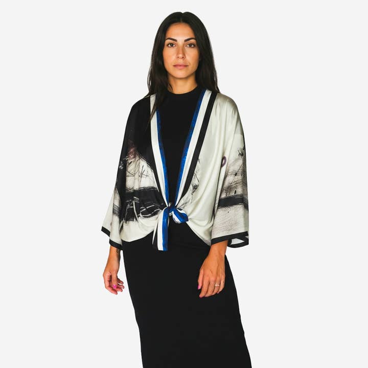 Ecriture Silk Kimono Robe for wholesale by Isabelle Gougenheim Designs