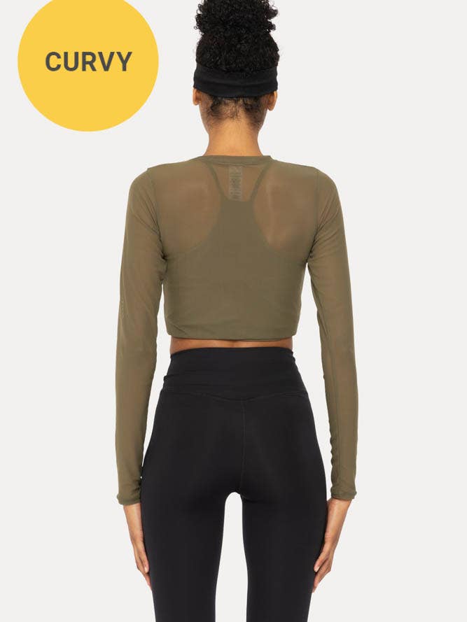 Mono B - Wholesale Athletic Top - Women's - CURVY Sheer Mesh Long Sleeve with Lining6