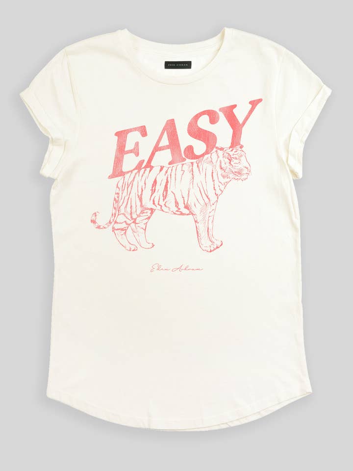 Eden Ashram - Wholesale Screen Printed T-Shirt - Women's - Easy Tiger Premium Rolled Sleeve T-Shirt1