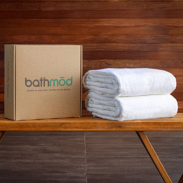 Lot de deux draps de bain de luxe en coton biologique - Certifiés GOTS, doux, écologiques pour la vente par Ecobrands