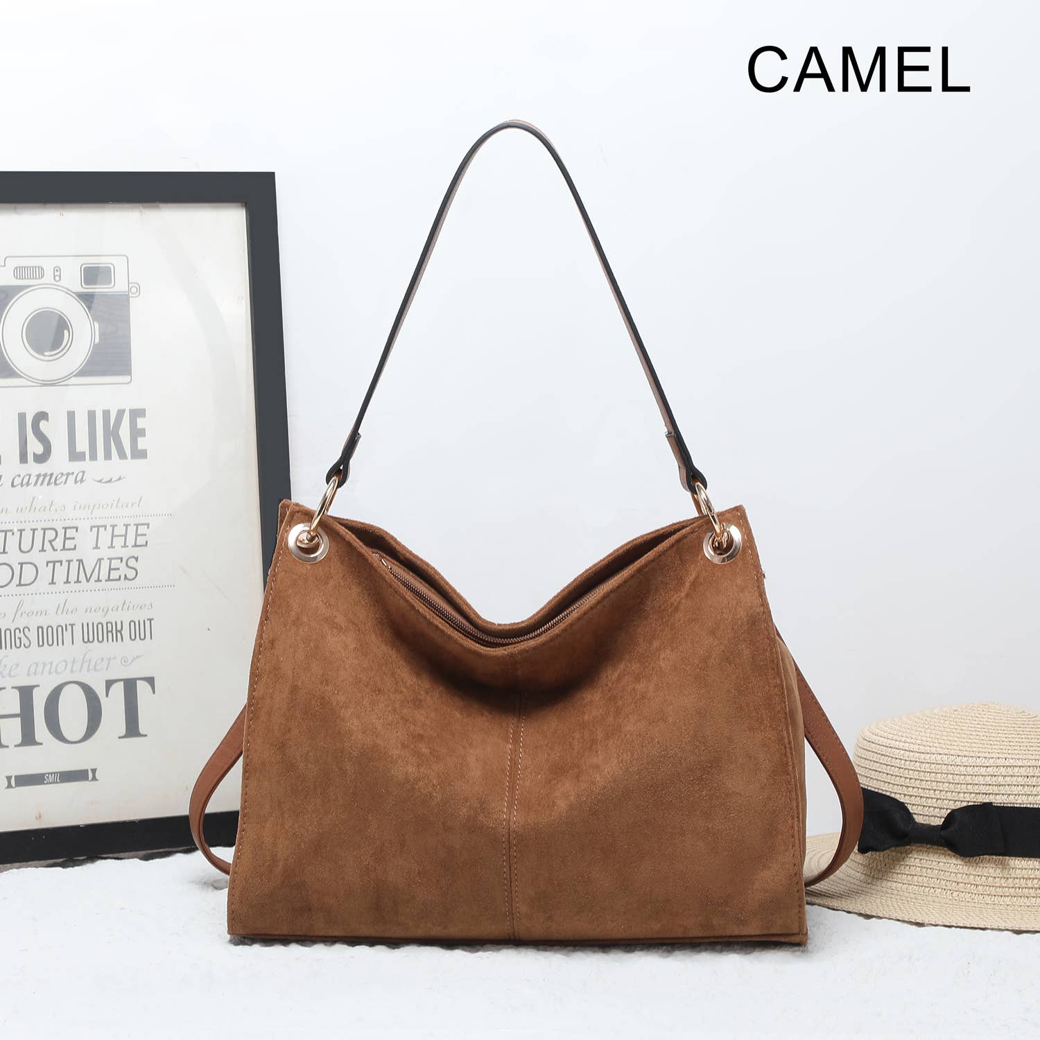 House of Milano – wholesale Shoulder bag – women's – 25453 Vegan Suede Slouch Bag4