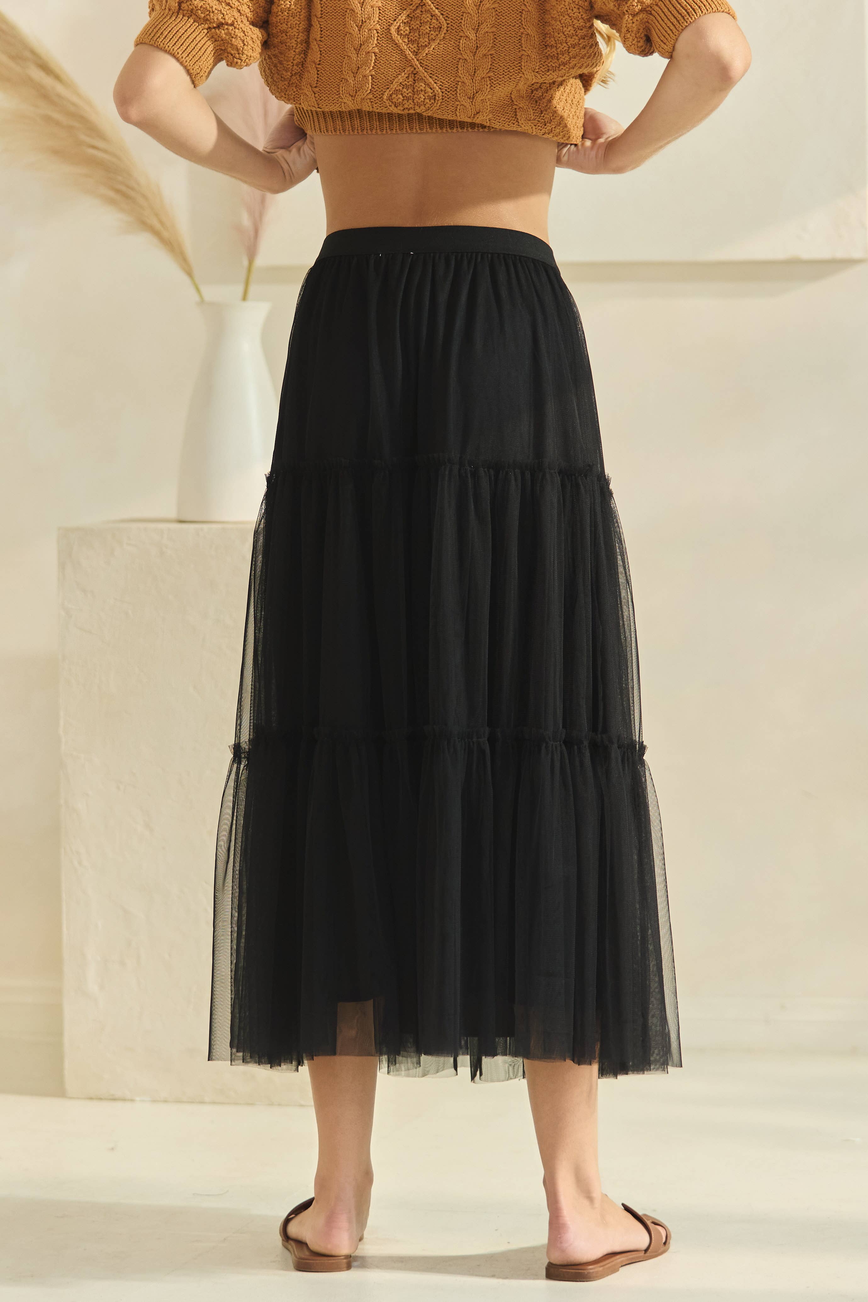 Oddi - Wholesale Skirt - Women's - Plus Tired Mesh Maxi Skirt6