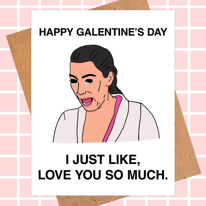 Biglietto di auguri per San Galentino, divertente motivo Kim Kardashian, anti per la vendita all'ingrosso da parte di Pop Hot Cards