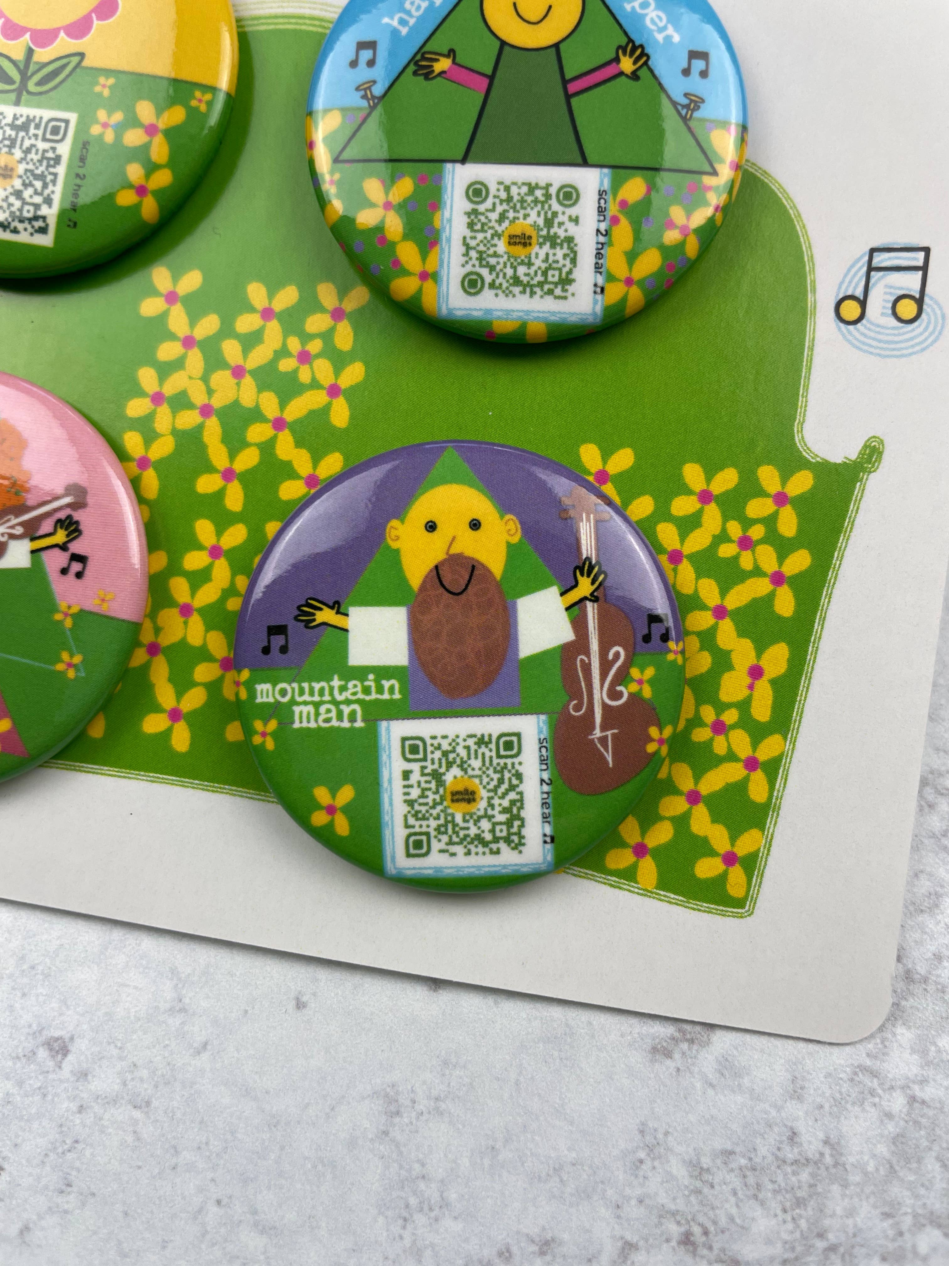 Smile Songs - Wholesale Lapel Pin/Button - Nature Lovers Pin Back Button Set - QR Code Singing Pins4