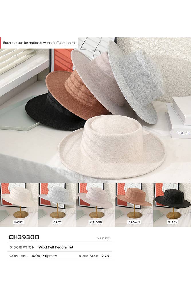 Hana - Wholesale Fedora - Women's - Wool Felt Fedora Hat5