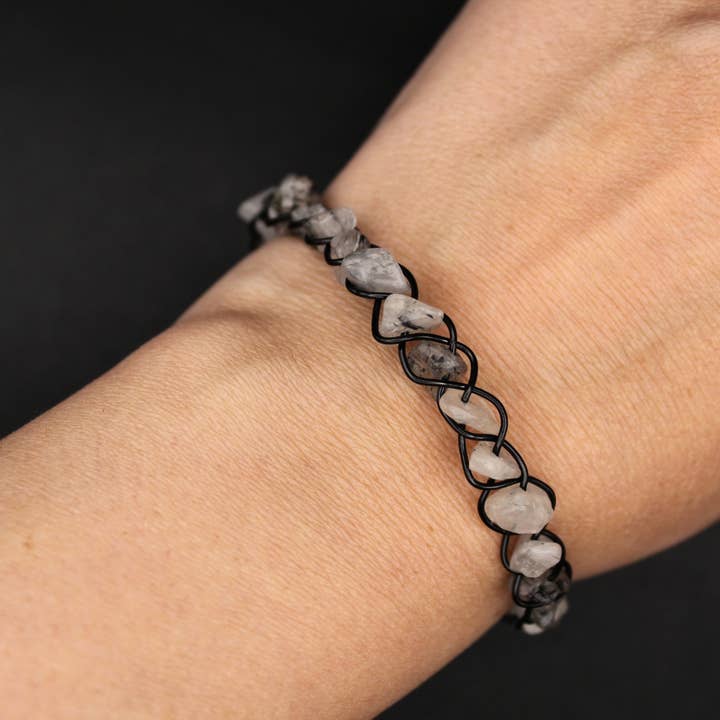 Rutilated Quartz Bangle Bracelet (w/ Clasp) for wholesale by Born to Roam Trading Post