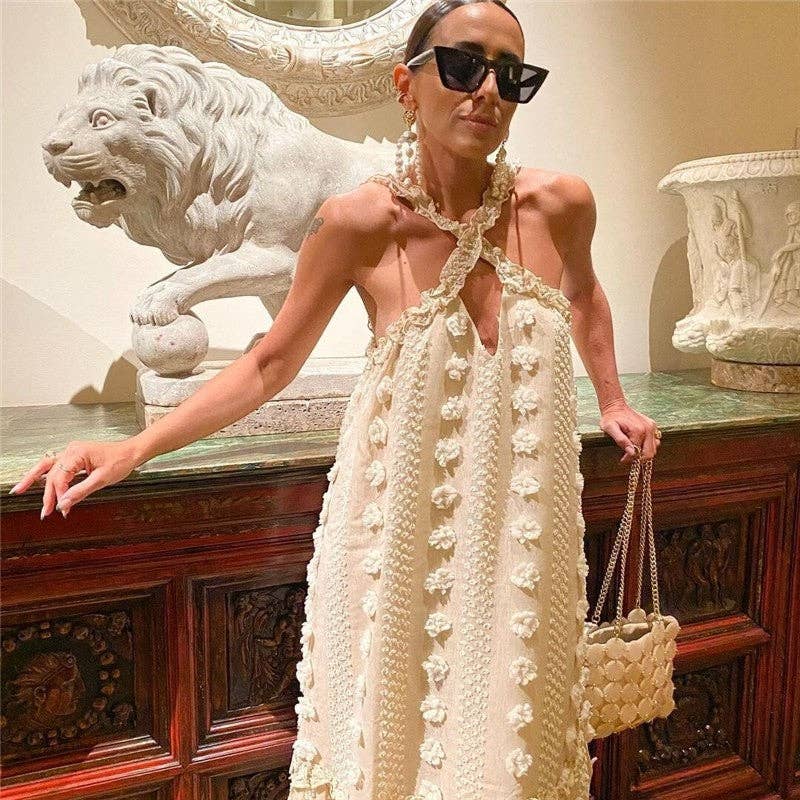 FurDecoration – wholesale Gown – Women's – Floral Cascade Gown with Neck Drape2