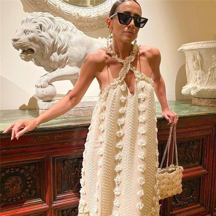 FurDecoration - Wholesale Gown - Women's - Floral Cascade Gown with Neck Drape2