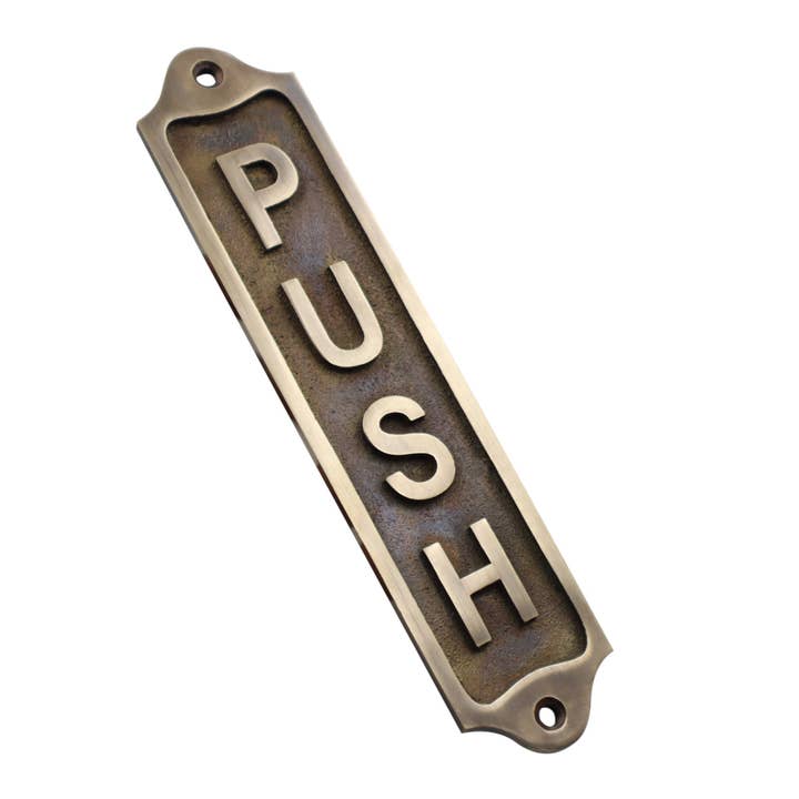 Push Solid Brass Plaque for wholesale by Dollond & Co.