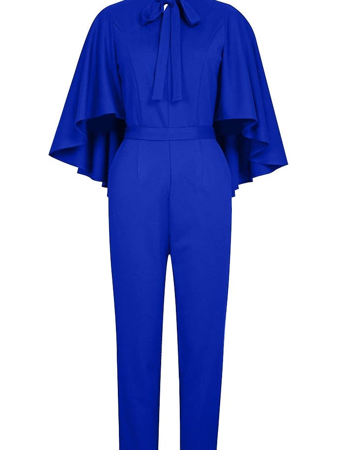 CHIC STAR - Wholesale Jumpsuit - Women's - Chic Star Plus Size Ponte Poncho Jumpsuit In Red 042124