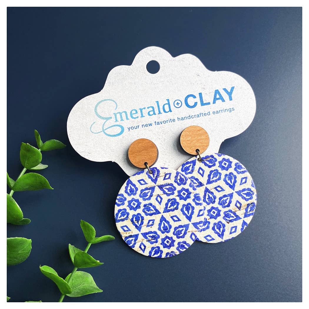 Emerald and Clay - Vendita all'ingrosso Orecchini pendenti - Cork Circle + Palo in legno11