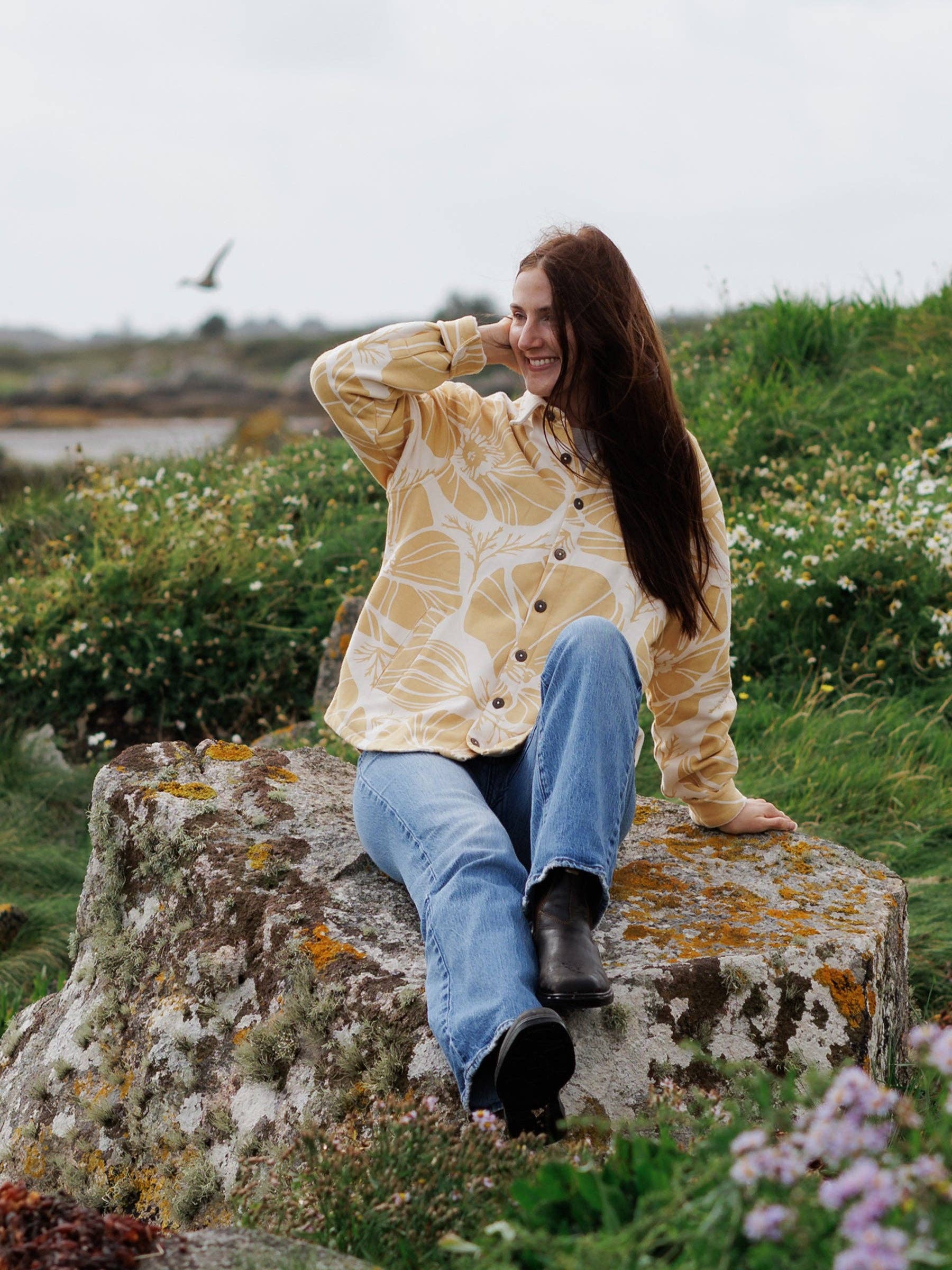 Happy Earth – wholesale Buttoned-down shirt – Unisex – Poppies Blanket Shirt3