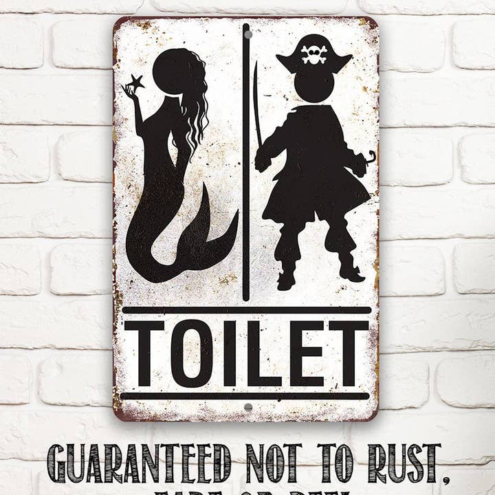Lone Star Art Metal Signs - Wholesale Bathroom Sign - Pirate Mermaid Toilet - Metal Sign8